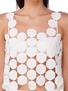 America & Beyond White Circle Appliqué Crop Top